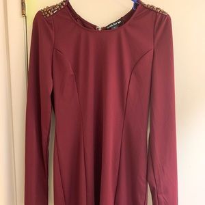 Burgundy mini dress long sleeve size large